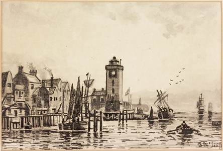 The Low Light, North Shields, 1868 (black and wash ink on card)