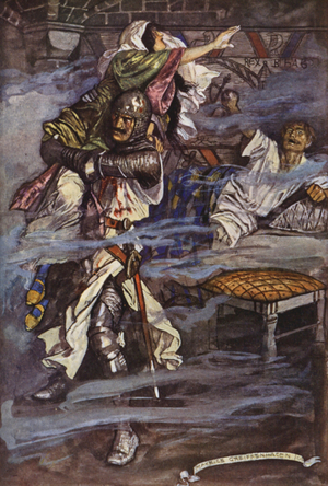 Illustration for Ivanhoe by Sir Walter Scott (colour litho)