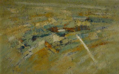 Aerial landscape, late 20th century (oil on board)