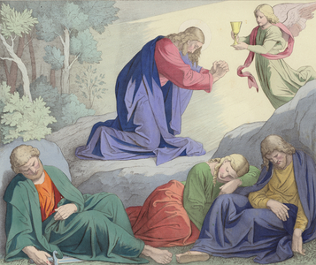 The agony in the Garden (coloured engraving)