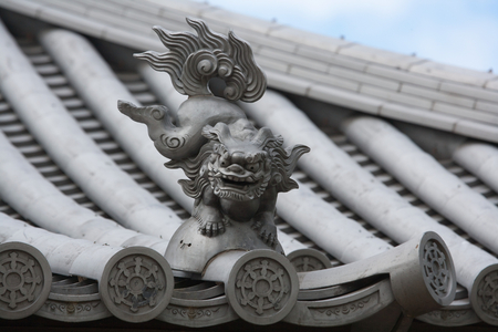 Detail of roof tiles in Kurashiki, Japan (photo)