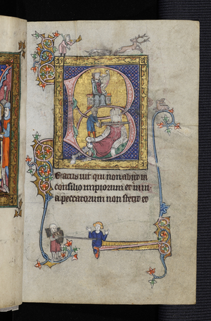 King David and David beheading Goliath c.1280-1320 (illuminated manuscript)