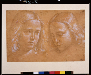 2 heads of young people (drawing)