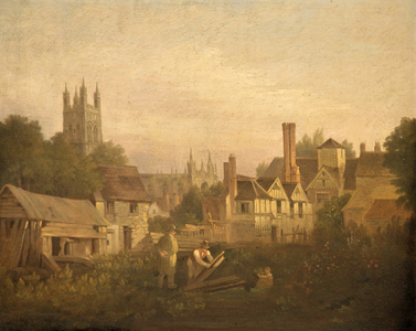 Gloucester from the North West, c.1820 (oil on panel)