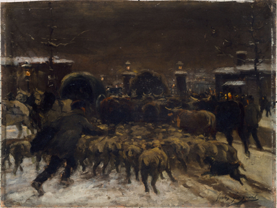 Entrée des troupeaux à Paris, ca. 1889 (oil on wood)