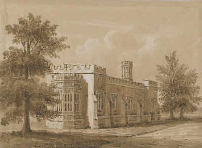 Tixall - Chapel at Tixall Hall: red-sepia wash drawing, nd [Jul 1842] (drawing)