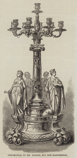 Testimonial to Mr Bazley, MP for Manchester (engraving)