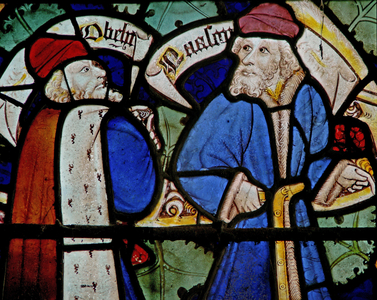 Window Ew depicting Obed and Naason ?  on the Tree of Jesse (stained glass)