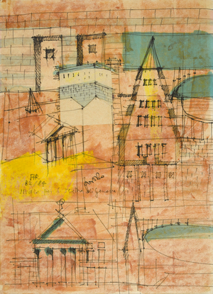 Study for Genoa theater, 1982-1984 (pen, marker and tempera on paper)