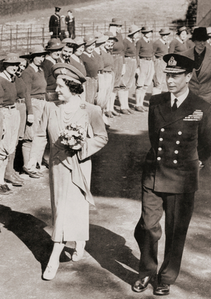 George VI and Queen Elizabeth inspecting members of the Women's Land Army in 1942 during WWII