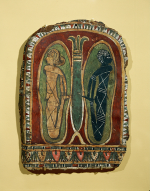 Two prisoners: shoe-soles for the dead, from a sarcophagus …