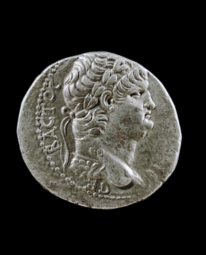 Silver coin with the head of Emperor Nero (silver)