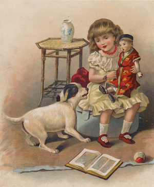 Naughty doggie (chromolitho)