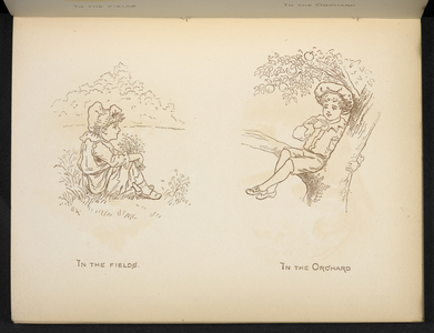 In the fields. In the orchard.The Holiday Painting Book. Constance Haslewood.London, 1890