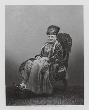 Jamsetjee Jejeebhoy, Indian merchant and philanthropist (engraving)