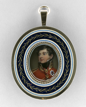 King George IV, 1821 (enamel on gold, 9k rose gold, embossed metallic foil & glass)