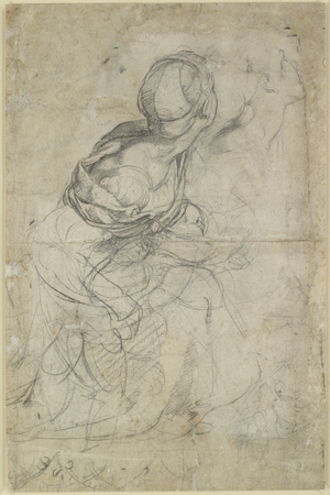 Verso: Studies for two kneeling Women, WA1846.198 (black chalk)