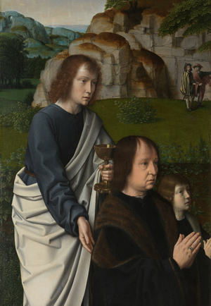 Detail of the left panel of the Baptism of Christ, c.1502-08 (oil on panel) 