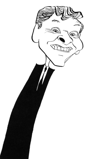 Kenneth Williams, caricature by John Minnion