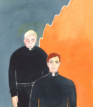 Those men called to the Priesthood who surrender family life with reluctance, as a sacrifice wrung from them by circumstance, are never as happy as those who are overwhelmed by the knowledge of God's love for them, 2003 (w/c on paper)