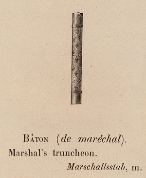 Le Vocabulaire Illustre: Baton (de marechal); Marshal's truncheon; Marschallsstab (engraving)