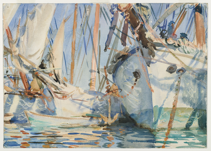 White Ships, c.1908 (translucent and touches of opaque w/c and wax resist with graphite underdrawing)