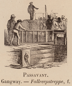 Le Vocabulaire Illustre: Passavant; Gangway; Fallreepstreppe (engraving)