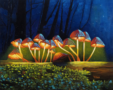 Nightlight glowing mushrooms, 2020 (oil on canvas)