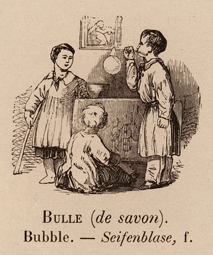 Le Vocabulaire Illustre: Bulle (de savon); Bubble; Seifenblase (engraving)
