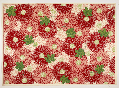 Japanese floral design, illustration from 'The Olga Hirsch collection of decorated papers' (colour woodblock print)