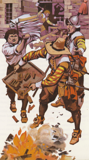 Oliver Cromwells censorship (colour litho)