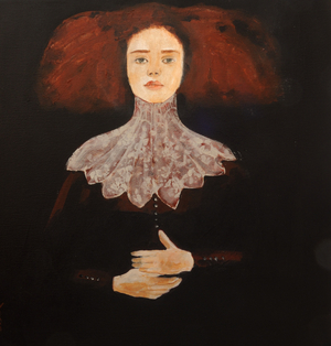 Redhead in Lace, 2016, (acrylic on canvas with ageing varnish)