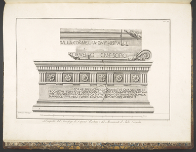 View of the Sarcofago of Scipione Barbato and Monument to d'Aula Cornelia, plate III from 'Monumenti degli Scipioni,' published by Francesco Piranesi, 1785 (litho)