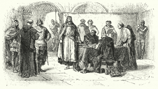 Proclamation of Catholicism as the religion of the Gothic Kingdom in Spain at the Third Council of Toledo, 589 (engraving)