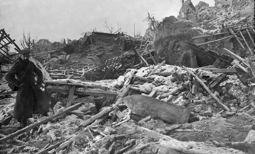 Artillery Fire Damage, 1916 (b/w photo)