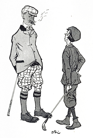 Cartoon depicting golfing fashion during the early 20th century, 20th century