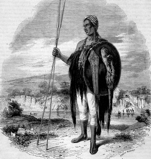 Suit of an Abyssinian warrior, drawing by M. Prisse, 19th century