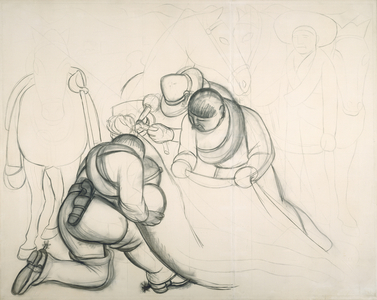 Cartoon for "The Liberation of the Peon", c.1931 (charcoal & graphite on paper mounted on canvas)
