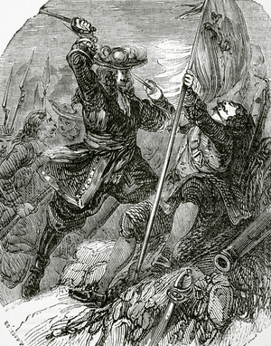 Marshal General Claude Louis Hector de Villars at the Siege of Freiburg, 1713 (engraving)