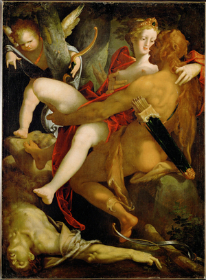Hercules, Dejaneira and the dead centaur Nessus, 1580 (painting on canvas)