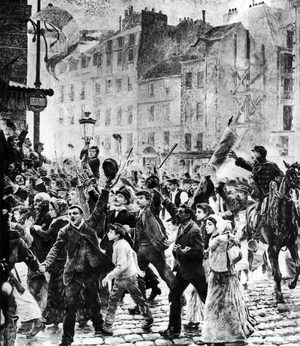 War volunteers in Paris, 1870 (engraving) (b/w photo)