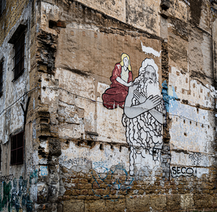 Painted ruin. Kalsa district. palermo