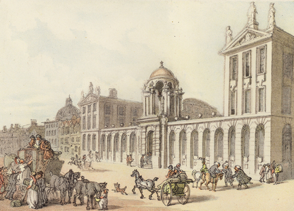 View of Queen's College (colour litho)
