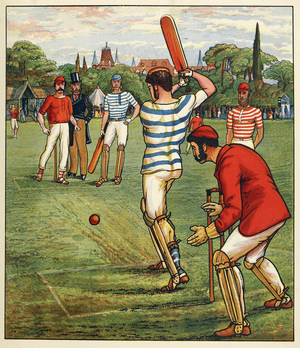 Cricket, from British Sports and Games, pub. c. 1880 (Colour litho)