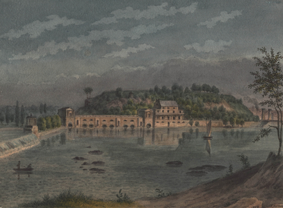 Fairmount Waterworks, Philadelphia, PA, 1848 (w/c on paper)