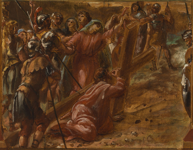 Sketch for Saint-Eustache church: Le Christ sur la croix - Christ portant sa Croix, circa 1854 (oil on canvas)