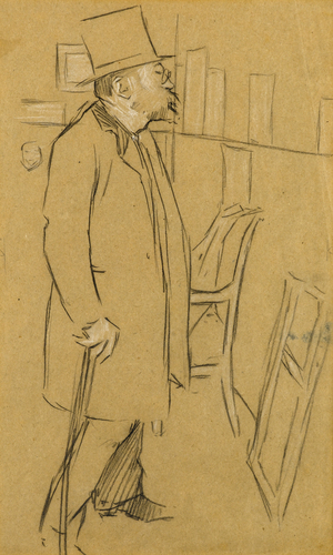 The Connoisseur - Possibly a portrait of Mons. Julien, c.1890 (charcoal & white chalk on paper)