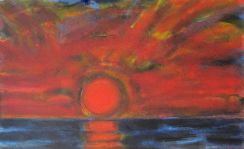 Houston - Dark Sunset over the Sea (w/c on paper)