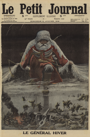 General Winter: winter on the Russian Front, World War I, 1916 (colour litho)