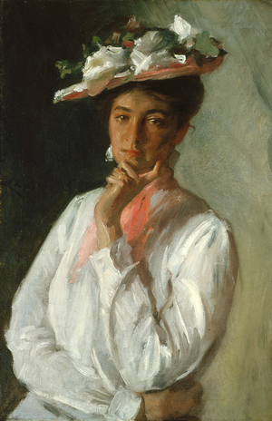 Woman In White (oil on canvas)